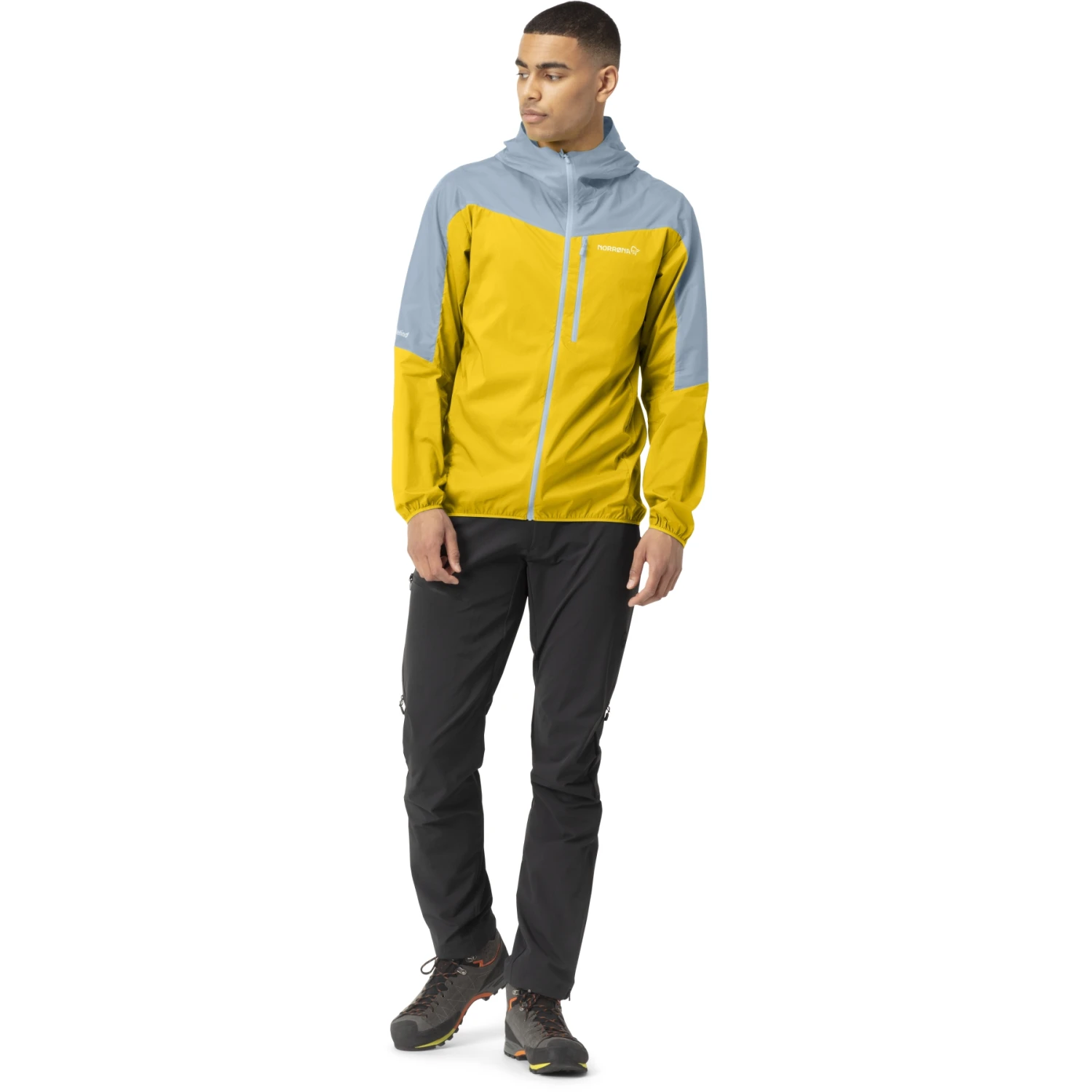 Norrona Giacca Uomo - Falketind Aero60 Hood - Sulphur/Blue Fog 6 Norrona Giacca Uomo - Falketind Aero60 Hood - Sulphur/Blue Fog - immagine 4