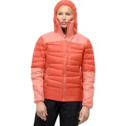 Norrona Giubbotto Donna - Falketind Down750 Hood - Orange Alert/Peach Amber