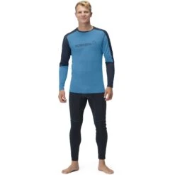 Norrona Maglia A Maniche Lunghe Uomo - Falketind Equaliser Merino Round Neck - Hawaiian Surf/Indigo Night -Norrona norrona falketind equaliser merino round neck men hawaiian surf indigo night 2 1460977