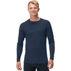 Norrona Maglia A Maniche Lunghe Uomo - Falketind Equaliser Merino Round Neck - Indigo Night