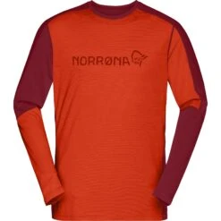 Norrona Maglia A Maniche Lunghe Uomo - Falketind Equaliser Merino Round Neck - Arednalin/Rhubarb