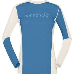 Norrona -Norrona norrona falketind equaliser merino round neck shirt women hawaiian surf snowdrop 2 1517604