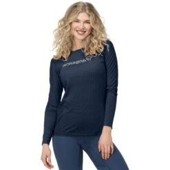 Norrona Maglia A Maniche Lunghe Donna - Falketind Equaliser Merino Round Neck - Indigo Night