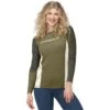 Norrona Maglia A Maniche Lunghe Donna - Falketind Equaliser Merino Round Neck - Olive Drab/Olive Night