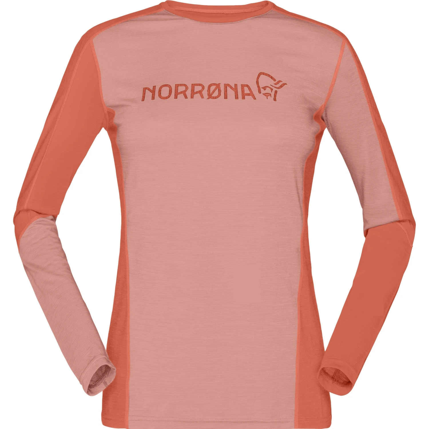 Norrona Maglia A Maniche Lunghe Donna - Falketind Equaliser Merino Round Neck - Peach Amber/Orange Alert 4 Norrona Maglia A Maniche Lunghe Donna - Falketind Equaliser Merino Round Neck - Peach Amber/Orange Alert - immagine 2