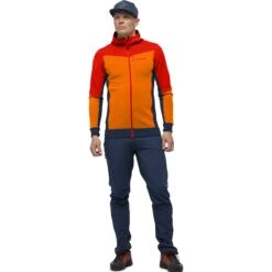 Norrona Giacca Uomo - Falketind Warmwool2 Stretch Zip Hood - Arednalin/Orange Popsicle -Norrona norrona falketind warmwool2 stretch zip hood jacket men arednalin orange popsicle 2 1560996