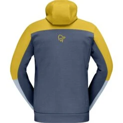 Norrona Giacca Uomo - Falketind Warmwool2 Stretch Zip Hood - Sulphur/Blue Fog -Norrona norrona falketind warmwool2 stretch zip hood jacket men sulphur blue fog 2 1341893
