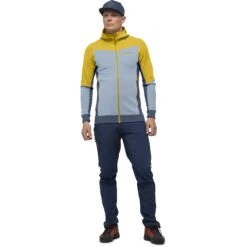 Norrona Giacca Uomo - Falketind Warmwool2 Stretch Zip Hood - Sulphur/Blue Fog -Norrona norrona falketind warmwool2 stretch zip hood jacket men sulphur blue fog model 1 1399559