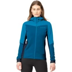 Norrona Giacca Donna - Falketind Warmwool2 Stretch Zip Hood - Hawaiian Surf/Mykonos Blue