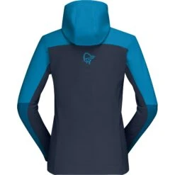 Norrona Giacca Donna - Falketind Warmwool2 Stretch Zip Hood - Hawaiian Surf/Mykonos Blue -Norrona norrona falketind warmwool2 stretch zip hood jacket women hawaiian surf mykonos blue 3 1517667