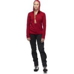Norrona Giacca Donna - Falketind Warmwool2 Stretch Zip Hood - Jester Red -Norrona norrona falketind warmwool2 stretch zip hood jacket women jester red 2 1461829