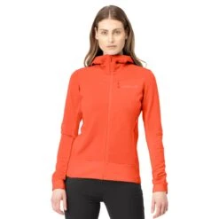 Norrona Giacca Donna - Falketind Warmwool2 Stretch Zip Hood - Orange Alert