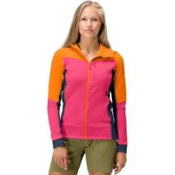 Norrona Giacca Donna - Falketind Warmwool2 Stretch Zip Hood - Orange Popsicle/Honeysuckle