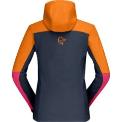 Norrona Giacca Donna - Falketind Warmwool2 Stretch Zip Hood - Orange Popsicle/Honeysuckle -Norrona norrona falketind warmwool2 stretch zip hood jacket women orange popsicle honeysuckle 2 1025680
