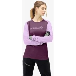 Norrona Maglia A Maniche Lunghe Donna - Fjørå Equaliser Lightweight - Dark Purple/Violet Tulle -Norrona norrona fjora equaliser lightweight long sleeve shirt women dark purple violet tulle 4 1126762