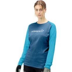 Norrona Maglia A Maniche Lunghe Donna - Fjørå Equaliser Lightweight - Mykonos Blue/Aquarius