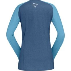 Norrona Maglia A Maniche Lunghe Donna - Fjørå Equaliser Lightweight - Mykonos Blue/Aquarius -Norrona norrona fjora equaliser lightweight long sleeve shirt women mykonos blue aquarius 2 1254212