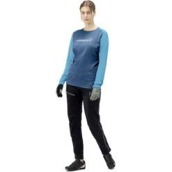 Norrona Maglia A Maniche Lunghe Donna - Fjørå Equaliser Lightweight - Mykonos Blue/Aquarius -Norrona norrona fjora equaliser lightweight long sleeve shirt women mykonos blue aquarius 3 1254213