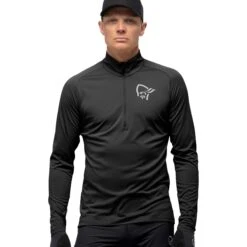Norrona Maglia A Maniche Lunghe Uomo - Fjørå Equaliser Zip Top - Caviar