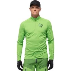 Norrona Maglia A Maniche Lunghe Uomo - Fjørå Equaliser Zip Top - Foliage/Treetop