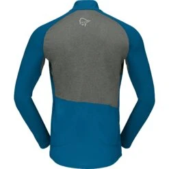 Norrona Maglia A Maniche Lunghe Uomo - Fjørå Equaliser Zip Top - Mykonos Blue/Castor Grey -Norrona norrona fjora equaliser long sleeve zip top men mykonos blue castor grey 2 1342509