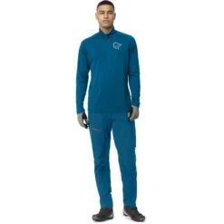 Norrona Maglia A Maniche Lunghe Uomo - Fjørå Equaliser Zip Top - Mykonos Blue/Castor Grey -Norrona norrona fjora equaliser long sleeve zip top men mykonos blue castor greymodel 1 1399613