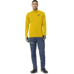 Norrona Maglia A Maniche Lunghe Uomo - Fjørå Equaliser Zip Top - Sulphur/Vintage Indigo -Norrona norrona fjora equaliser long sleeve zip top men sulphur vintage indigo 2 1463007