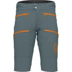 Norrona Pantaloncini Uomo - Fjørå Flex1 Heavy Duty - North Atlantic/Orange Popsicle