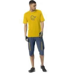 Norrona Maglietta Uomo - Fjørå Wool - Sulphur/Vintage Indigo -Norrona norrona fjora wool t shirt men sulphur vintage indigo model 1 1399798