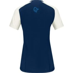 Norrona Maglietta Donna - Fjørå Wool - Indigo Night/Snowdrop -Norrona norrona fjora wool t shirt women indigo night snowdrop 2 1178593