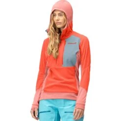 Norrona Lofoten Thermal Pro Hood Pullover Donna - Orange Alert/Peach Amber