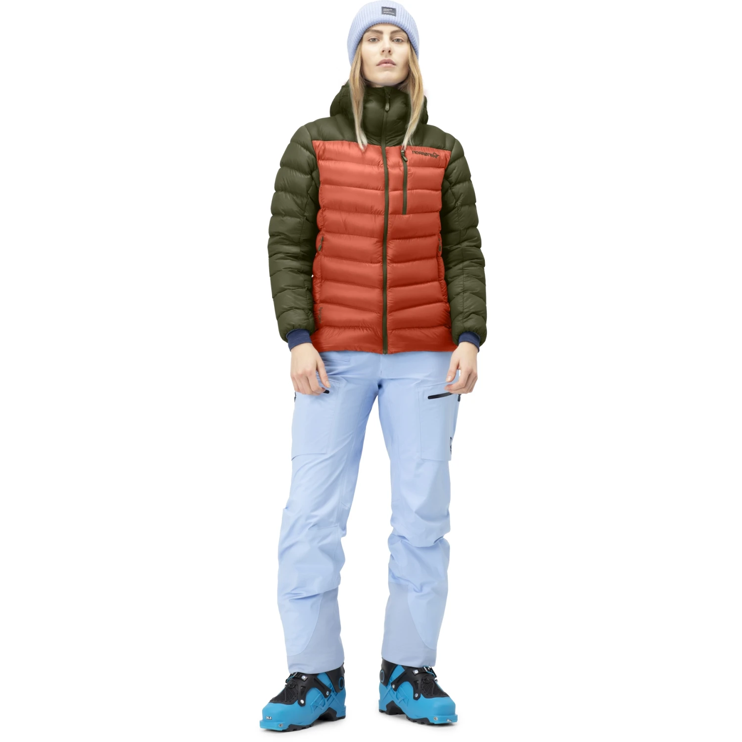 Norrona Giubbotto Donna - Lyngen Down850 Hood - Olive Night/Orange Alert 6 Norrona Giubbotto Donna - Lyngen Down850 Hood - Olive Night/Orange Alert - immagine 4