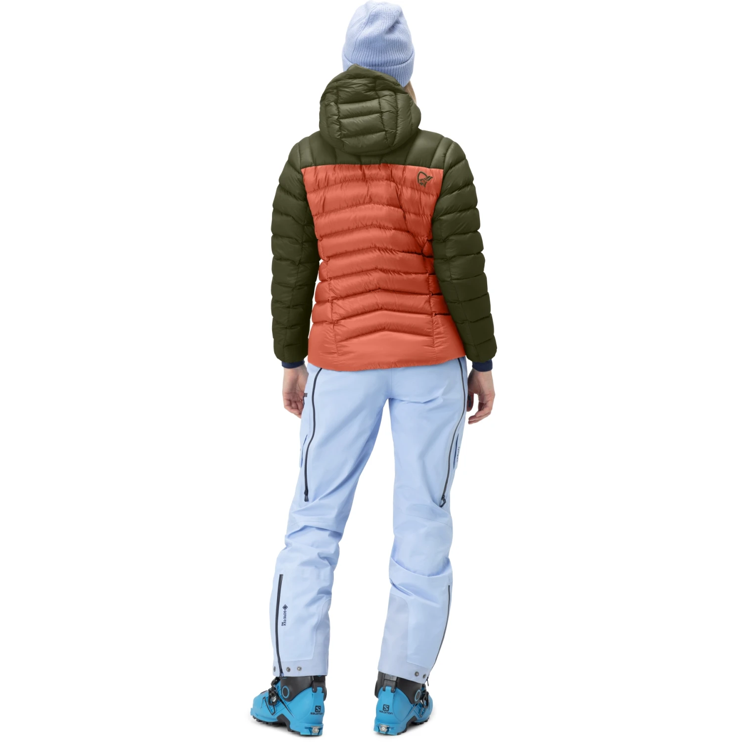Norrona Giubbotto Donna - Lyngen Down850 Hood - Olive Night/Orange Alert 7 Norrona Giubbotto Donna - Lyngen Down850 Hood - Olive Night/Orange Alert - immagine 5