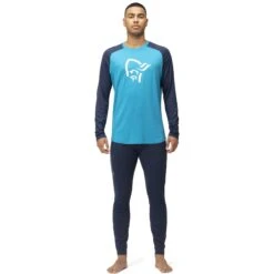 Norrona Canottiera A Maniche Lunghe Uomo - PureUll - Hawaiian Surf/Indigo Night -Norrona norrona pureull long sleeve baselayer men hawaiian surf indigo night 3 1257549