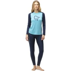 Norrona Canottiera A Maniche Lunghe Donna - PureUll - Aquarius/Indigo Night -Norrona norrona pureull long sleeve baselayer women aquarius indigo night 3 1257612