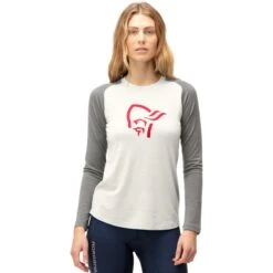 Norrona Canottiera A Maniche Lunghe Donna - PureUll - Snowdrop/Castor Grey