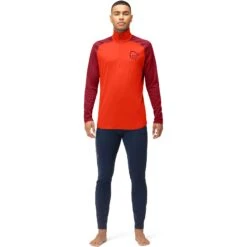 Norrona Canottiera A Maniche Lunghe Uomo - PureUll Zip Neck - Arednalin/Rhubarb -Norrona norrona pureull zip neck baselayer men arednalin rhubarb 4 1518596