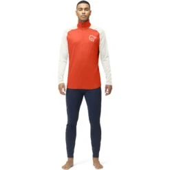 Norrona Canottiera A Maniche Lunghe Uomo - PureUll Zip Neck - Arednalin/Snowdrop -Norrona norrona pureull zip neck baselayer men arednalin snowdrop 3 1257909