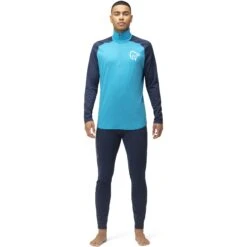 Norrona Canottiera A Maniche Lunghe Uomo - PureUll Zip Neck - Hawaiian Surf/Indigo Night 10 Norrona Canottiera A Maniche Lunghe Uomo - PureUll Zip Neck - Hawaiian Surf/Indigo Night -Norrona norrona pureull zip neck baselayer men hawaiian surf indigo night 3 1257927