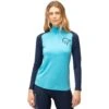 Norrona Canottiera A Maniche Lunghe Donna - PureUll Zip Neck - Aquarius/Indigo Night