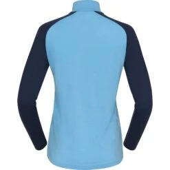 Norrona Canottiera A Maniche Lunghe Donna - PureUll Zip Neck - Aquarius/Indigo Night -Norrona norrona pureull zip neck baselayer women aquarius indigo night 2 1257963