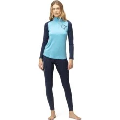 Norrona Canottiera A Maniche Lunghe Donna - PureUll Zip Neck - Aquarius/Indigo Night -Norrona norrona pureull zip neck baselayer women aquarius indigo night 3 1257964