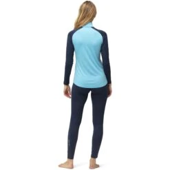 Norrona Canottiera A Maniche Lunghe Donna - PureUll Zip Neck - Aquarius/Indigo Night -Norrona norrona pureull zip neck baselayer women aquarius indigo night 4 1257965