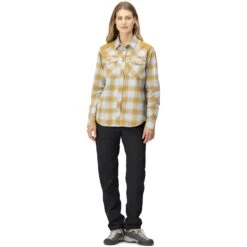 Norrona Camicia In Flanella Donna - Svalbard - Blue Fog/Camelflage -Norrona norrona svalbard flannel shirt women blue fog camelflage model 1 1400017
