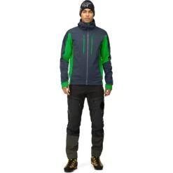 Norrona Giacca Uomo - Trollveggen Powerstretch Pro Zip Hood - Cool Black/Classic Green -Norrona norrona trollveggen powerstretch pro zip hood jacket men cool black classic green 4 1518983